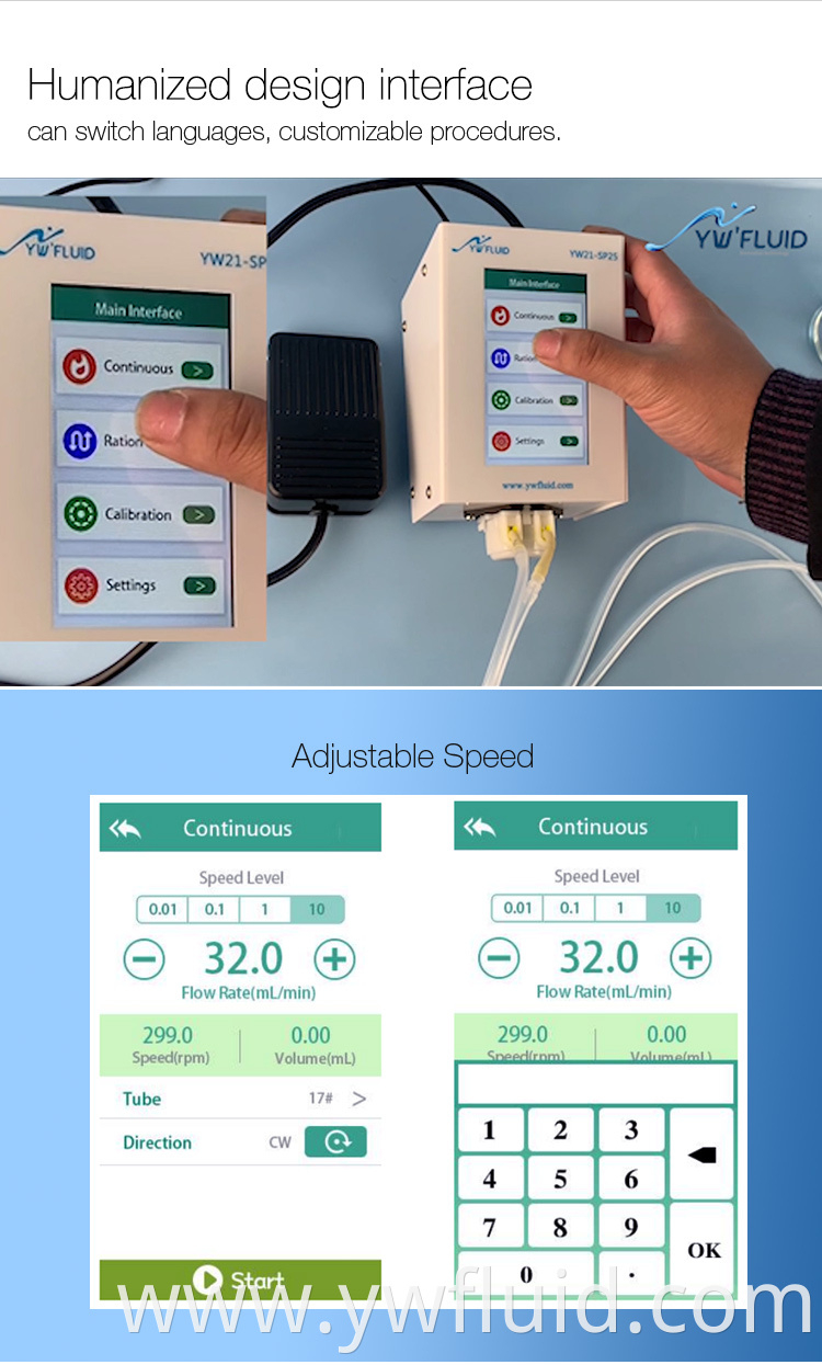 Digital lab peristaltic pump with flow control